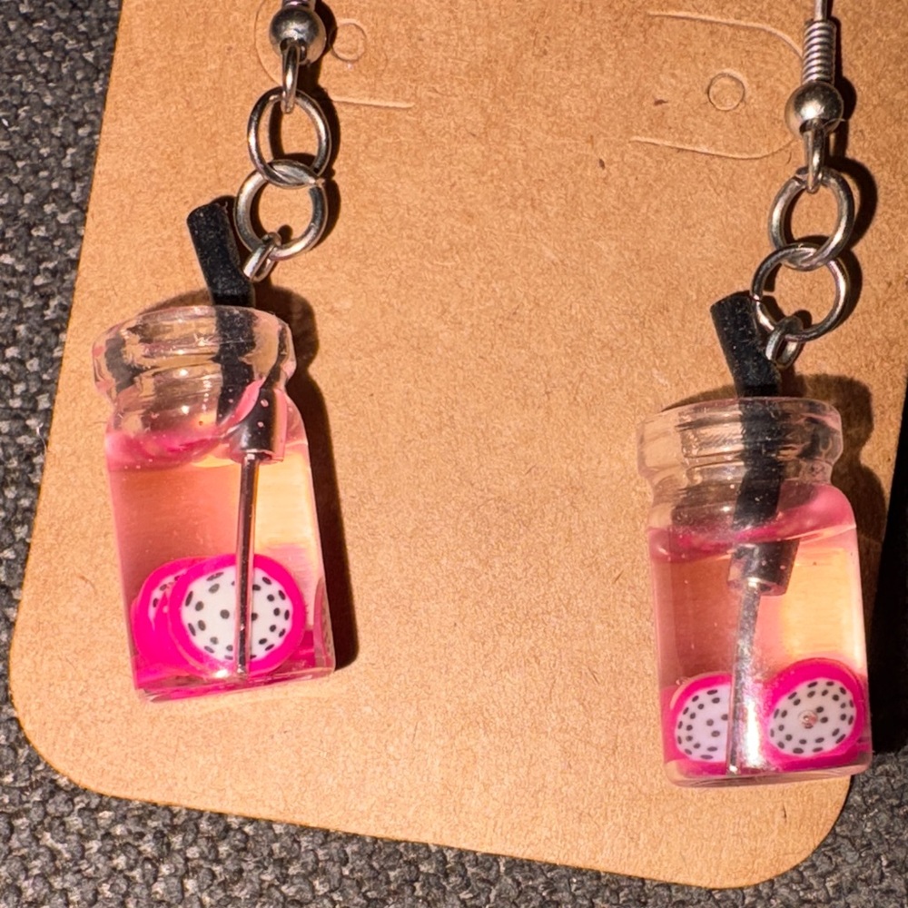 Pink Fruit Jar Earrings